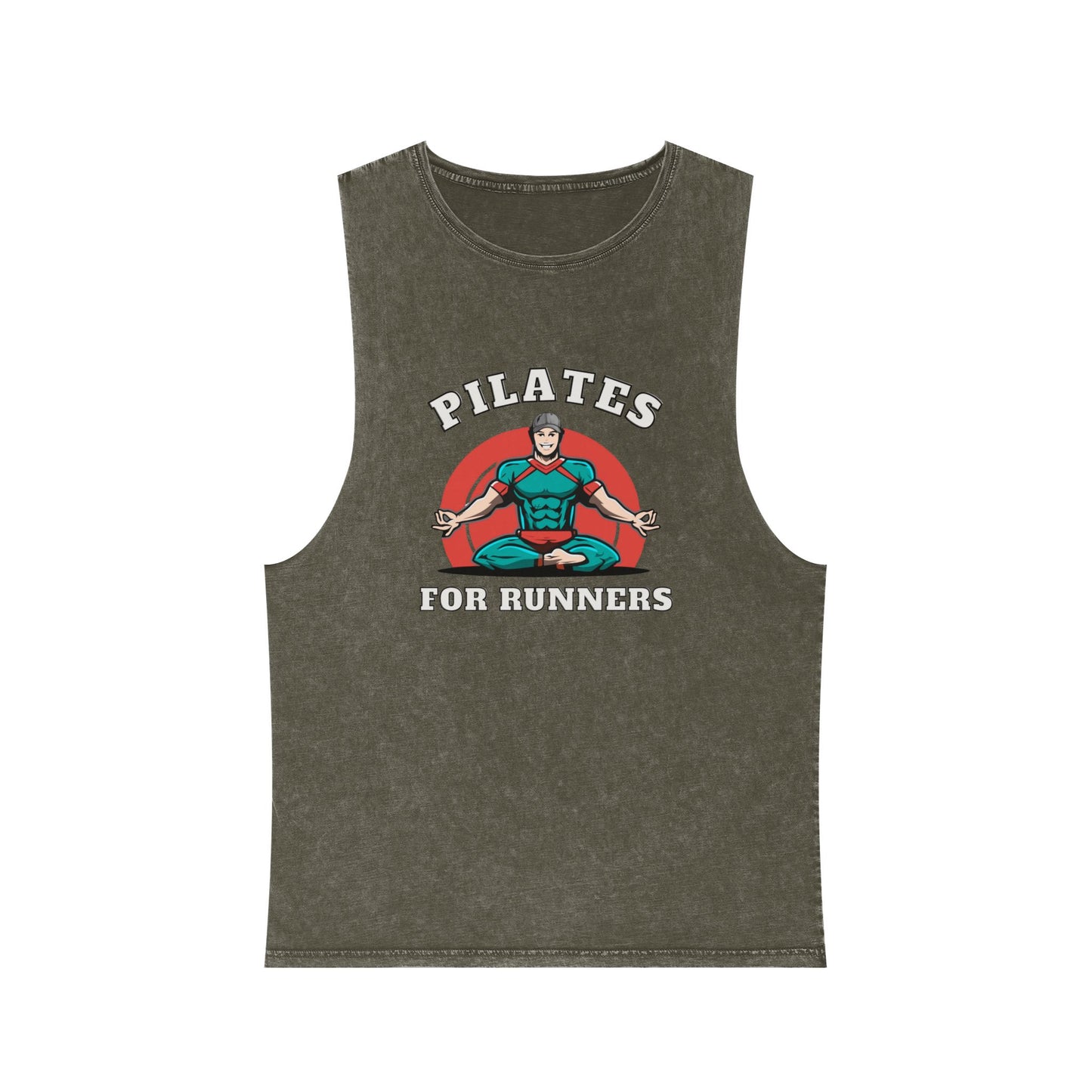 Pilates for Runners Stonewash Tank Top — Fitness Graphic Athletic Muscle Tee