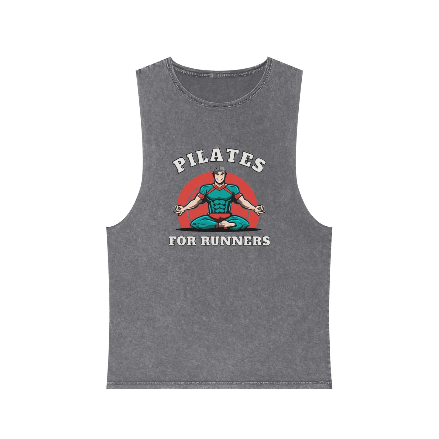 Pilates for Runners Stonewash Tank Top — Fitness Graphic Athletic Muscle Tee